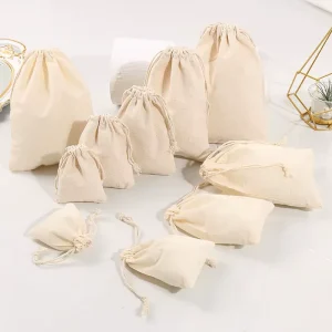 10*15cm Cotton Bag Natural Cotton Pouch Gots 100% Cotton Drawstring Muslin Drawstring Bag Storage Packing Pouch Bag