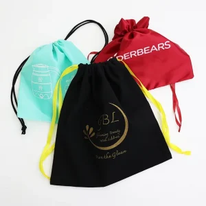 Kantong Kain Katun Hadiah dengan Logo Berwarna 100%, Tas Perhiasan Kecil Organik