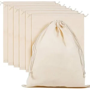 Bolsa de cordón de algodón 100% con impresión de logo personalizada 10x15cm, reutilizable, para empaquetado de regalos y joyas
