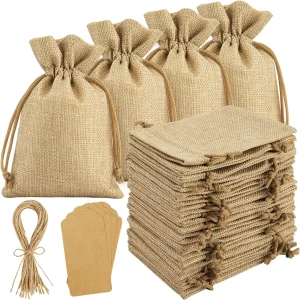 Túi dây rút jute 100% thân thiện với môi trường, kích thước tùy chỉnh, vải chống nước cho đóng gói cho các cô gái