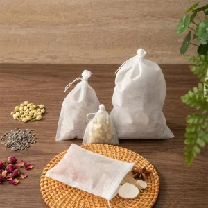 100 pièces de sachets de thé en tissu non tissé jetables 8x10cm, filtres à épices, option d'impression alimentaire