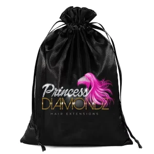 2700353 Personalisierte Logo-Satin-Perückenbeutel, seidiger Aufbewahrungssack mit Kordelzug für Reisen, Textilverpackung für Haaraccessoires