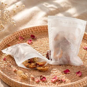 Sacs à thé biodégradables non tissés 8x10 cm avec filtre à feuilles pour boissons domestiques