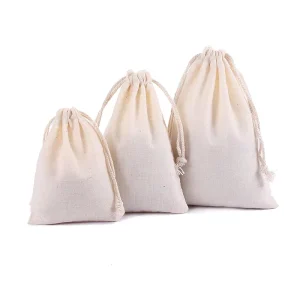 Bolsa de Cubierta de Polvo Blanca Pequeña de 9*12CM, Bolsa de Cuerda para Joyería, Cosméticos, Hojas de Té, Granos de Café, Bolsa de Algodón con Cierre