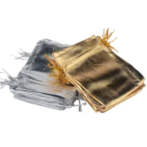 Verstellbarer Satin Zugbeutel Schmuck Personalisierte Weihnachts- und Hochzeitsgeschenke Seidenbedruckte Textilverpackung Silber Gold