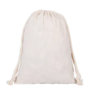 Kantong Packing Kustom BSCI 100% Katun, Berbagai Ukuran, Tas Debu Katun Ramah Lingkungan dengan Tali Tarik Ganda