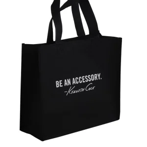 Sac en tissu non tissé noir avec logo personnalisé, sac de shopping pliable en nylon