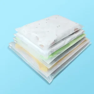 Markenanpassung, umweltfreundliche, halbtransparente Plastiktüte für Kleidung, wiederverwendbare Reißverschlusstasche, klare Tasche, 25*30 cm