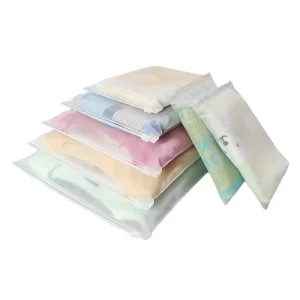 Kantong Kemasan Plastik Semi Transparan Ramah Lingkungan dengan Kustomisasi Merek, Tas Resleting Jernih 35*45cm