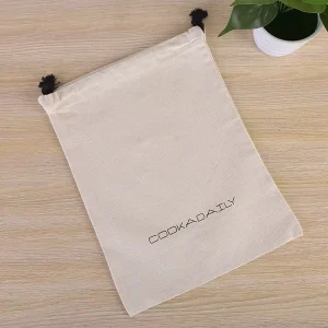 Packaging de tela de algodón personalizada con cordón para zapatos, bolsas de polvo pequeñas para empaquetado