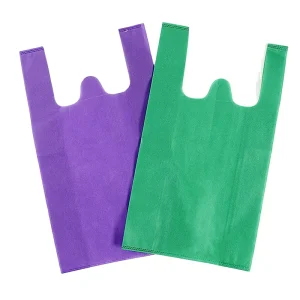 Sacs t-shirt non tissés imprimés de logo coloré, sac non tissé pour les courses