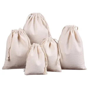 Baumwoll-Zugbeutel mit individuellem Logo, kleine Verpackungstasche, umweltfreundliche Geschenktüten für den Einzelhandel und für Werbezwecke