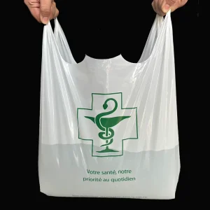 Benutzerdefinierte langlebige seitlich verstärkte PE-Weste T-Shirt-Tüten Supermarkt klare weiße Einkaufstaschen mit Logo-Druck verfügbar