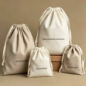 Bolsa de algodón orgánico con patrón de espiga, bolsa de regalo para joyería con logotipo para marca de lujo ecológica