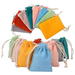 Custom High Quality Colorful Drawstring Cotton Bag for Gift Packaging Storage
