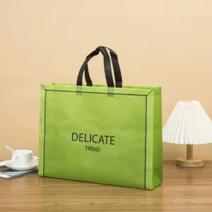 Saco de Embalagem de Retalho Não Tecido Personalizado com Logo para Lojas de Roupa, Saco de Compras Reutilizável e Ecológico, Marca Laminada