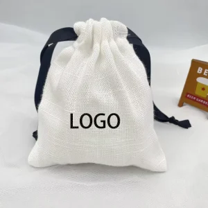 Benutzerdefinierte Logo-Organische Baumwoll-Zugband-Mesh-Taschen für Bekleidung, Kosmetik, Make-up, Einkauf, Leinwandtaschen für Frauen, Baumwolltextilverpackung