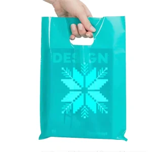 Individuell bedruckte, gestanzte, faltbare schwarze Plastiktüten für den Einzelhandel, Boutique, Kleidung Verpackung