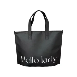 Aangepaste logo bedrukte milieuvriendelijke non-woven boodschappentas, herbruikbare zwarte stoffen tas voor promotionele geschenken