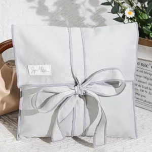 Túi đựng đồ lót bằng cotton in logo tùy chỉnh với ruy băng, ví quà sang trọng, túi đựng trang sức, túi chống bụi muslin
