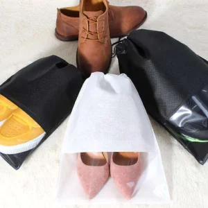 Sac à chaussures en non-tissé avec logo personnalisé, sac à cordon, sac à poussière pour chaussures de sport en vrac pour hommes