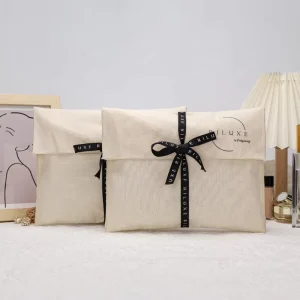 Aangepast Logo Geprinte Organische Envelop Katoen Canvas Kleding Verpakkingszak Katoen Envelop Stofzak Recyclebaar