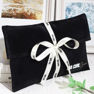 Benutzerdefinierte Logo bedruckte Wildlederumschlagtasche für Geschenk Kleidung Handtasche Perücke Luxus Samtumschlagbeutel