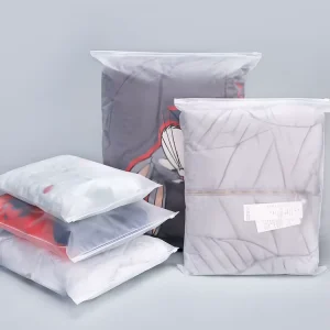 Op maat gemaakte Logo Print Witte Matte Frosted Zipper Seal Ziplock Plastic Verpakkingszakken voor Kleding