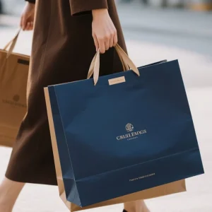 Túi quà tặng làm đẹp cao cấp tùy chỉnh, túi giấy bìa trắng đen nâu xanh hải quân với in logo