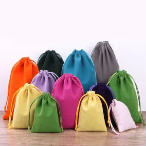 Bolsas de regalo de lona para botellas de vino tinto de lujo personalizadas, reciclables, a prueba de polvo, con cierre de cordón, bolsa de almacenamiento ecológica para cosméticos