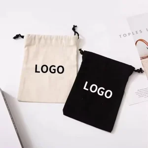 Individuelle organische recycelte Baumwoll-Canvas-Tasche, kleiner staubdichter Aufbewahrungsbeutel, umweltfreundliche Verpackung, Stoff-Zugbeutel