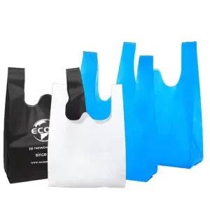 Sac de rangement en tissu non tissé Fusheng, pliable, réutilisable, avec motif en lettres laminées