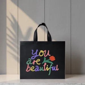 Sac fourre-tout non tissé personnalisé avec logo, haute capacité, pratique pour les courses et les expositions