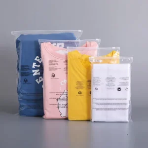 Kemasan Kustom dengan Logo Cetak, Kantong Plastik Zipper Jelas, Kantong Pakaian Frosted dengan Resleting