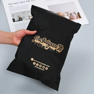 맞춤형 플라스틱 포장 가방, 매트 블랙 프로스티드 지퍼 가방, 브랜드 로고 재사용 가능한 지퍼백, 의류용