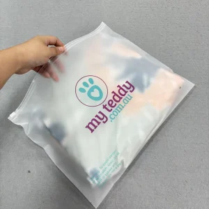 Kantong Plastik Resealable Transparan dengan Logo Cetak Kustom untuk Pakaian