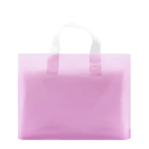 Bolsas de compras de plástico PE duraderas impresas personalizadas con asas para empaquetado de regalos, bolsa de ropa, bolsas de regalo