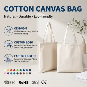 Benutzerdefinierte bedruckte Logo wiederverwendbare Baumwoll-Canvas-Einkaufsbeutel, Handlanger, Schultergurt, mittlere Größe, für Supermarkt und Outdoor-Nutzung