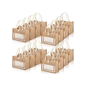 Túi mua sắm tote jute tự nhiên thân thiện với môi trường in logo tùy chỉnh