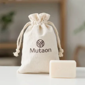 Bolsas de embalaje de algodón crudo con impresión personalizada, bolsa de tela de algodón natural con cordón para envasar jabón con logo