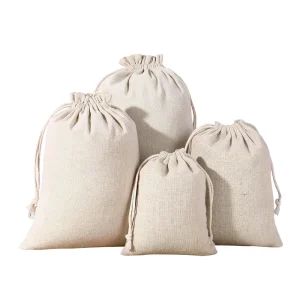 Kantong Kain Daur Ulang Besar Kosong Kustom Pouch Tarik untuk Kemasan Perhiasan Penyimpanan Hadiah dan Perlindungan Debu