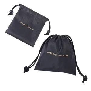 Bolsa de tela con logotipo impreso en serigrafía, bolsa de cordón negra de poliéster 420d