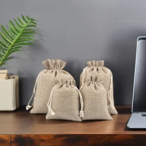Túi đeo dây rút kích thước tùy chỉnh, túi jute, túi bao bì hạt cà phê, túi burlap