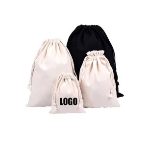 Custom Size Small Large White Gift Muslin Pouch Jewelry Canvas Logo Printed Shoe Packaging Calico Cotton Dust Drawstring Bag