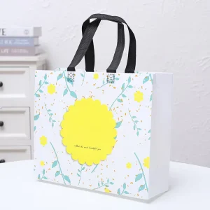 Sac de shopping réutilisable écologique avec logo imprimé, sac non tissé laminé imperméable pour emballage cadeau