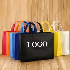 Sac fourre-tout pliable réutilisable en tissu de haute qualité personnalisé avec poignées écologiques, sac non tissé