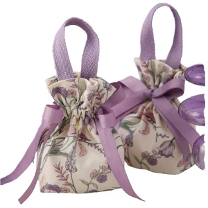 Benutzerdefinierte Logo, recycelbare, blumenbedruckte Zugbeutel, neues Design, Baumwoll-Hochzeitsbonbon, Canvas-Säckchen, Geschenktüten