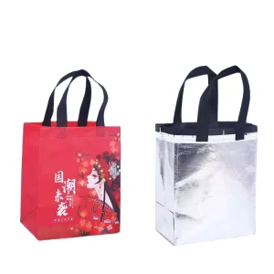 맞춤형 비직물 가방 보온 가방 테이크아웃 포장 스트랩 맞춤형 로고가 있는 비직물 보온 가방