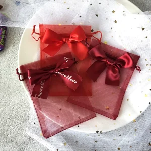 Customized Star Organza Gift Packing Bags Perfume Bottle Drawstring Pouches for Wedding Candy Textile Packaging