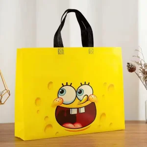 Sac de shopping non tissé avec personnage de dessin animé mignon, sac fourre-tout robuste et réutilisable pour les magasins de jouets pour enfants